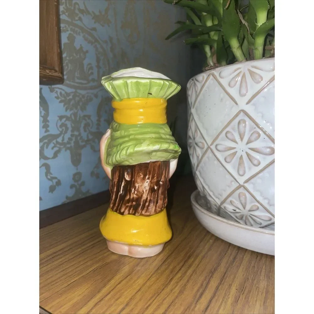 Lefton Girl Head Vase‎ Yellow Polka Dot 1960's Headvase Vintage Retro